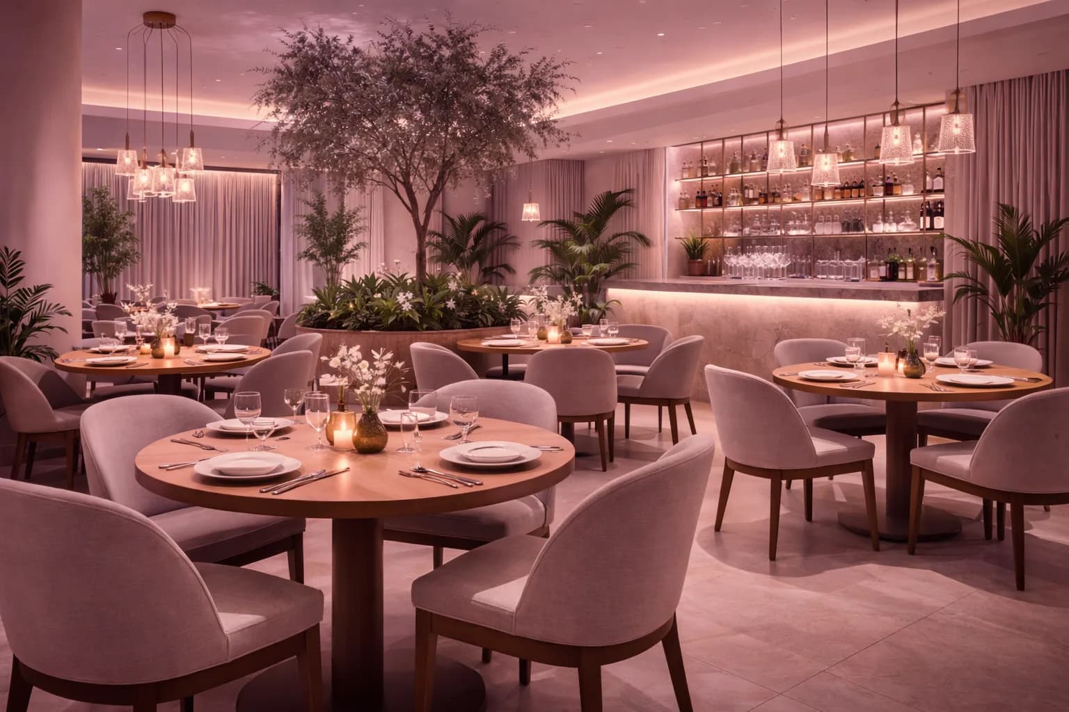 A guest room with controlled daylight and shading.