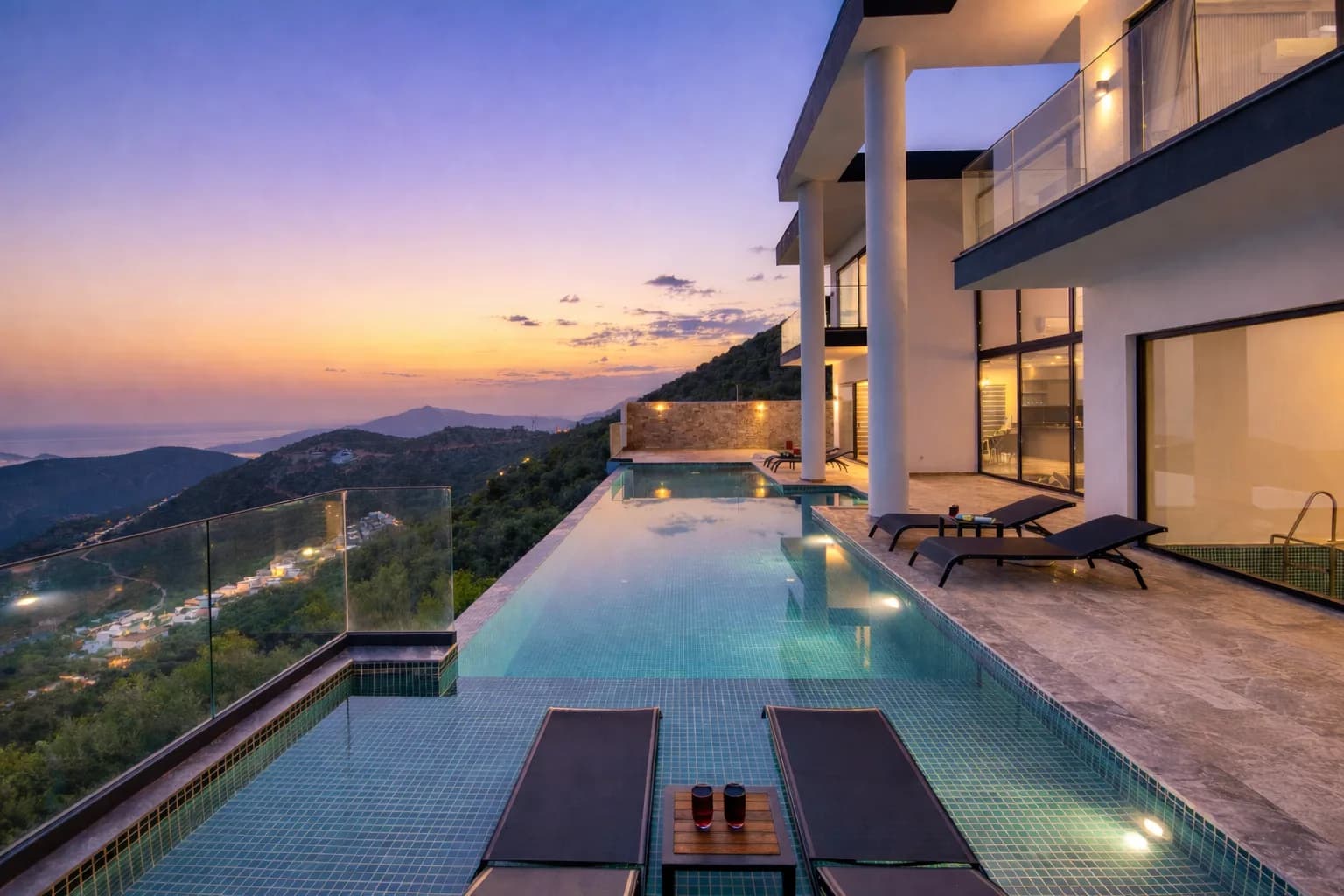 A touchscreen interface representing monitoring and diagnostics across multiple properties.