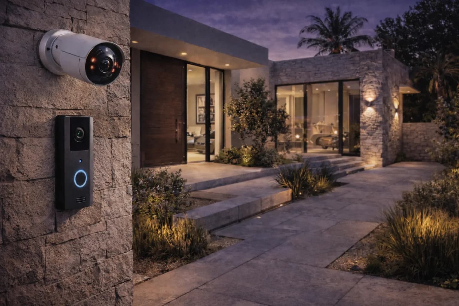 A smart home interior with lighting automation in a lived-in setting.
