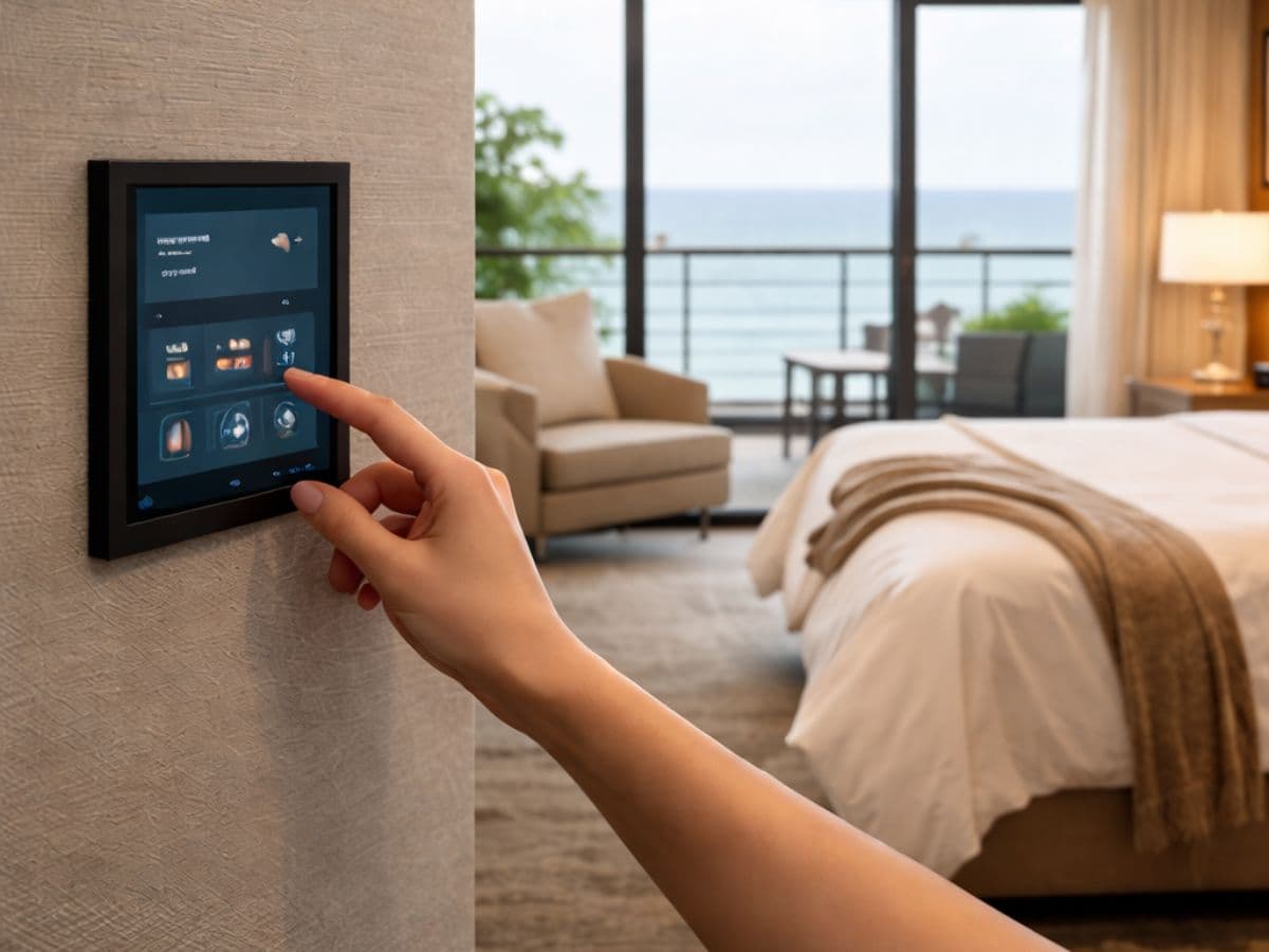 A smart guest-room control panel representing a consistent stay experience.